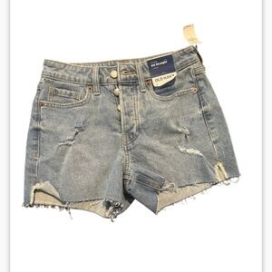 New Old Navy OG Straight size 0 button fly 3inch inseam denim jean shorts w/rips